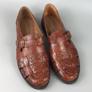 David Taylor Sergio Brown Woven Loafer with Buckle Size 9.5D